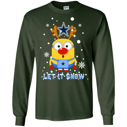 Minion Dallas Cowboys Ugly Christmas Sweaters Let It Snow LS Cotton T-Shirt - The White Eagles