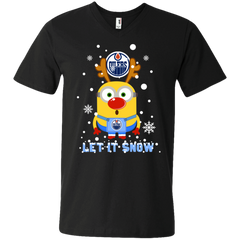 Minion Edmonton Oilers Ugly Christmas Sweaters Let It Snow Men's V-Neck T-Shirt - The White Eagles