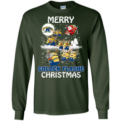 Kent State Golden Flashes Ugly Christmas Sweaters Minions Santa Claus Merry Christmas LS Cotton T-Shirt - The White Eagles