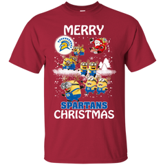 San Jose State Spartans Ugly Christmas Sweaters Minions Santa Claus Merry Christmas Cotton T-Shirt - The White Eagles