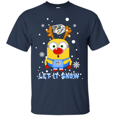 Minion Nashville Predators Ugly Christmas Sweaters Let It Snow Cotton T-Shirt - The White Eagles