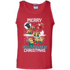 Coastal Carolina Chanticleers Ugly Christmas Sweaters Minions Santa Claus Merry Christmas Tank Top - The White Eagles