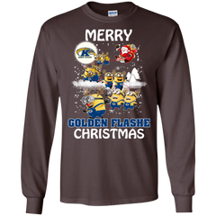 Kent State Golden Flashes Ugly Christmas Sweaters Minions Santa Claus Merry Christmas LS Cotton T-Shirt - The White Eagles
