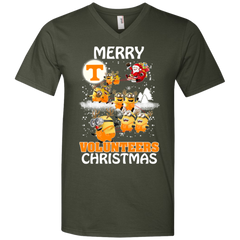 Tennessee Volunteers Ugly Christmas Sweaters Minions Santa Claus Merry Christmas Men's V-Neck T-Shirt - The White Eagles