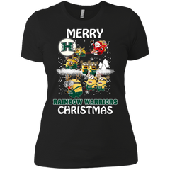 Hawaii Rainbow Warriors Ugly Christmas Sweaters Minions Santa Claus Merry Christmas Ladies' Shirt - The White Eagles