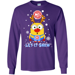 Minion Atlanta Hawks Ugly Christmas Sweaters Let It Snow LS Cotton T-Shirt - The White Eagles