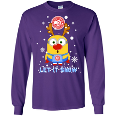 Minion Atlanta Hawks Ugly Christmas Sweaters Let It Snow LS Cotton T-Shirt - The White Eagles