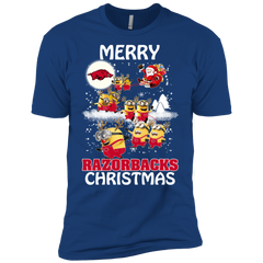 Arkansas Razorback T Shirts Minions Santa Claus Merry Christmas Men's Sleeve Shirt - The White Eagles