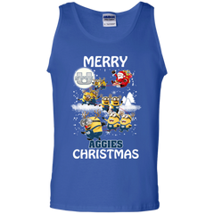 Utah State Aggies Ugly Christmas Sweaters Minions Santa Claus Merry Christmas Tank Top - The White Eagles