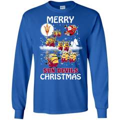 Arizona State Sun Devils T Shirts Minions Santa Claus Merry Christmas LS Cotton T-Shirt - The White Eagles