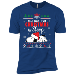 All I Want For Christmas Is Sleep Snoopy The Peanuts Movie Men's Sleeve Shirt - The White Eagles