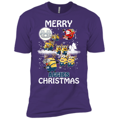 Utah State Aggies Ugly Christmas Sweaters Minions Santa Claus Merry Christmas Men's Sleeve Shirt - The White Eagles