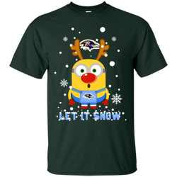 Minion Baltimore Ravens Ugly Christmas Sweaters Let It Snow Cotton T-Shirt - The White Eagles