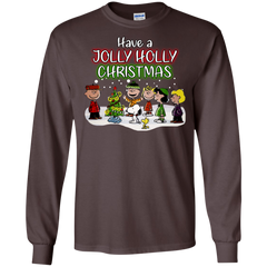 Have A Jolly Holly Christmas The Peanuts Movie Snoopy Charlie Brown Woodstock LS Cotton T-Shirt - The White Eagles