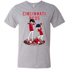 Cincinnati Reds Baseball Rick And Morty Men's V-Neck T-Shirt - The White Eagles