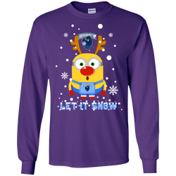 Minion Monmouth Hawks Ugly Christmas Sweaters Let It Snow LS Cotton T-Shirt - The White Eagles