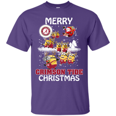 Alabama Crimson Tide T Shirts Minions Santa Claus Merry Christmas Cotton T-Shirt - The White Eagles
