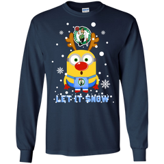 Minion Boston Celtics Ugly Christmas Sweaters Let It Snow LS Cotton T-Shirt - The White Eagles