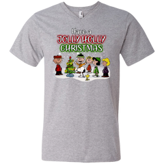 Have A Jolly Holly Christmas The Peanuts Movie Snoopy Charlie Brown Woodstock Men's V-Neck T-Shirt - The White Eagles