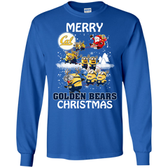 California Golden Bears Ugly Christmas Sweaters Minions Santa Claus Merry Christmas LS Cotton T-Shirt - The White Eagles