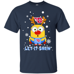 Minion Dayton Flyers Ugly Christmas Sweaters Let It Snow Cotton T-Shirt - The White Eagles