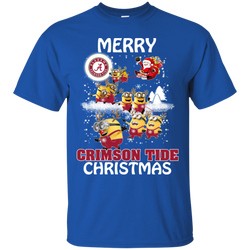 Alabama Crimson Tide T Shirts Minions Santa Claus Merry Christmas Cotton T-Shirt - The White Eagles