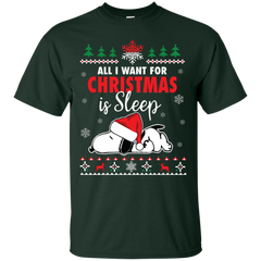 All I Want For Christmas Is Sleep Snoopy The Peanuts Movie Cotton T-Shirt - The White Eagles