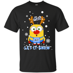 Minion New York Mets  Ugly Christmas Sweaters Let It Snow Cotton T-Shirt - The White Eagles
