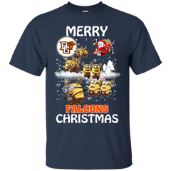 Bowling Green Falcons Ugly Christmas Sweaters Minions Santa Claus Merry Christmas Cotton T-Shirt - The White Eagles