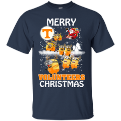 Tennessee Volunteers Ugly Christmas Sweaters Minions Santa Claus Merry Christmas Cotton T-Shirt - The White Eagles