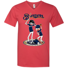 Milwaukee Brewers Baseball Rick And Morty Men's V-Neck T-Shirt - The White Eagles