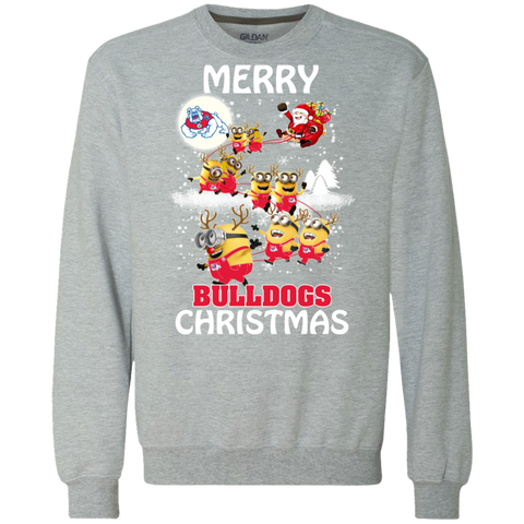 Fresno State Bulldogs Ugly Christmas Sweaters Minions Santa Claus Merry Christmas Sweatshirt - The White Eagles