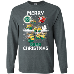 Colorado State Rams Ugly Christmas Sweaters Minions Santa Claus Merry Christmas LS Cotton T-Shirt - The White Eagles