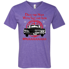 Deck The Halls With Salt And Iron Impala Lalalalalalala Supernatural Ugly Christmas Sweater Men's V-Neck T-Shirt - The White Eagles