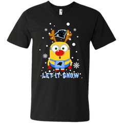 Minion Carolina Panthers Ugly Christmas Sweaters Let It Snow Men's V-Neck T-Shirt - The White Eagles