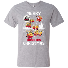 Northern Lllinois Huskies Ugly Christmas Sweaters Minions Santa Claus Merry Christmas Men's V-Neck T-Shirt - The White Eagles