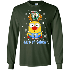 Minion Boston Celtics Ugly Christmas Sweaters Let It Snow LS Cotton T-Shirt - The White Eagles
