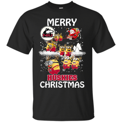 Northern Lllinois Huskies Ugly Christmas Sweaters Minions Santa Claus Merry Christmas Cotton T-Shirt - The White Eagles