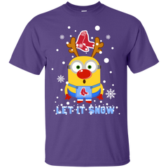 Minion Boston Red Sox  Ugly Christmas Sweaters Let It Snow Cotton T-Shirt - The White Eagles