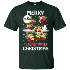 Louisiana Monroe Warhalks Ugly Christmas Sweaters Minions Santa Claus Cotton T-Shirt - The White Eagles