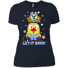 Minion Milwaukee Bucks Ugly Christmas Sweaters Let It Snow Ladies' Shirt - The White Eagles