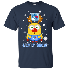 Minion New York Rangers Ugly Christmas Sweaters Let It Snow Cotton T-Shirt - The White Eagles