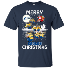 Georgia Southern Eagles Ugly Christmas Sweaters Minions Santa Claus Merry Christmas Cotton T-Shirt - The White Eagles
