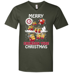 Alabama Crimson Tide T Shirts Minions Santa Claus Merry Christmas Men's V-Neck T-Shirt - The White Eagles