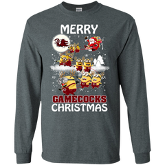 South Carolina Gamecocks Ugly Christmas Sweaters Minions Santa Claus LS Cotton T-Shirt - The White Eagles