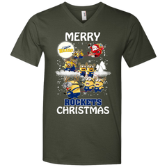 Toledo Rockets Ugly Christmas Sweaters Minions Santa Claus Merry Christmas Men's V-Neck T-Shirt - The White Eagles