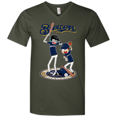 Milwaukee Brewers Baseball Rick And Morty Men's V-Neck T-Shirt - The White Eagles
