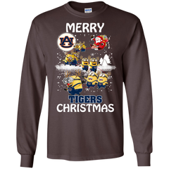 Auburn Tigers T Shirts Minions Santa Claus Merry Christmas LS Cotton T-Shirt - The White Eagles