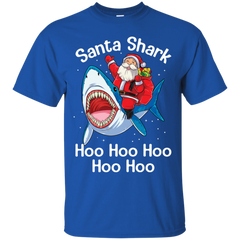 Santa Shark Hoo Hoo Hoo Hoo Hoo Christmas Ugly Christmas Sweater Cotton T-Shirt - The White Eagles