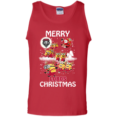 New Mexico Lobos Ugly Christmas Sweaters Minions Santa Claus Merry Christmas Tank Top - The White Eagles